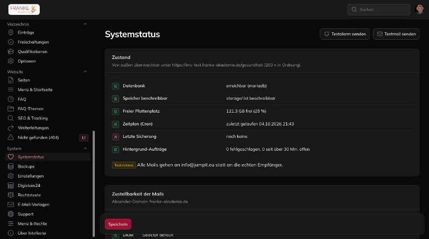 Systemstatus im Verwaltungsbereich