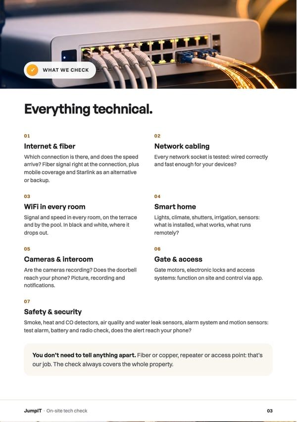 Page from the tech check brochure