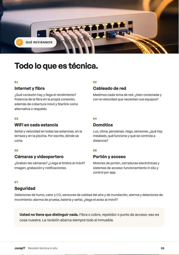 Página del folleto de la revisión técnica