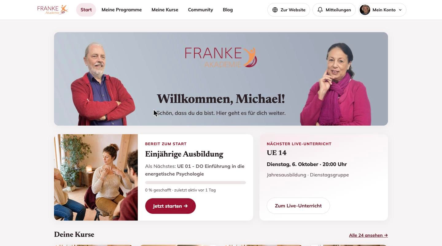 Persönliche Startseite einer Akademie in Intellecto